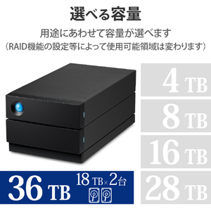 LACIE 外付けHDD(36TB) 2big RAID ブラック STHJ36000800-イメージ6