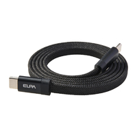 エルパ マグネットUSBケーブル フラット形状 60W 1m CtoC ブラック MCA-FCC1060(BK)