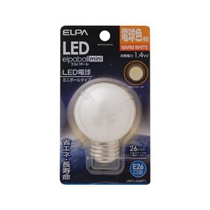 エルパ LED電球 E26口金 全光束55lm(1．4Wミニボールタイプ相当) 電球色 1個入り elpaball mini LDG1L-G-G271-イメージ1