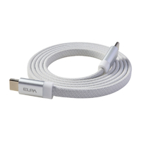 エルパ マグネットUSBケーブル フラット形状 60W 1m CtoC ホワイト MCA-FCC1060(WH)