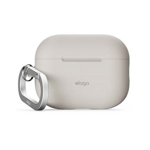 elago AirPodsPro3用シリコンケｰスカラビナ付き/ストｰン elago ストーン EL_A3PCSSCN3_ST-イメージ1