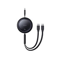 BASEUS Free2Pull 巻き取り式デュアルスプリッターUSB-C to C+C充電専用ケーブル 100W 1m Cluster Black P10318602111-00