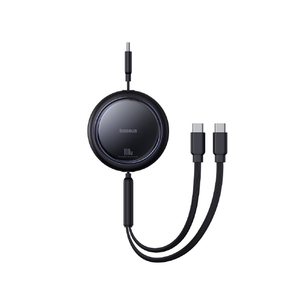BASEUS Free2Pull 巻き取り式デュアルスプリッターUSB-C to C+C充電専用ケーブル 100W 1m Cluster Black P10318602111-00-イメージ1