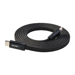 エルパ マグネットUSBケーブル フラット形状 60W 1．5m CtoC ブラック MCA-FCC1560(BK)-イメージ1