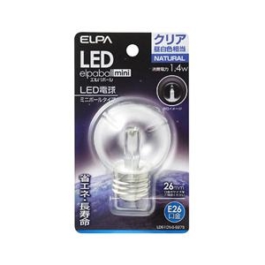 エルパ LED電球 E26口金 全光束60lm(1．4Wミニボールタイプ相当) クリア昼白色 1個入り elpaball mini LDG1CN-G-G275-イメージ1