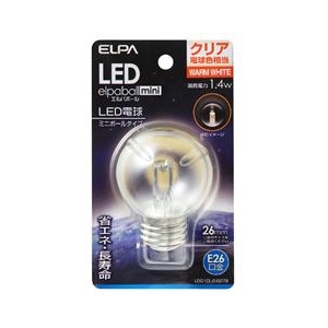 エルパ LED電球 E26口金 全光束55lm(1．4Wミニボールタイプ相当) クリア電球色 1個入り elpaball mini LDG1CL-G-G276-イメージ1