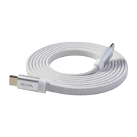 エルパ マグネットUSBケーブル フラット形状 60W 1．5m CtoC ホワイト MCA-FCC1560(WH)