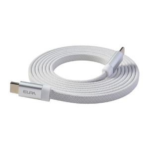 エルパ マグネットUSBケーブル フラット形状 60W 1．5m CtoC ホワイト MCA-FCC1560(WH)-イメージ1