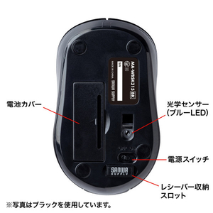 サンワサプライ 抗菌・静音ワイヤレスブルーLEDマウス ホワイト MA-WBSK315W-イメージ9