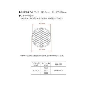 ニッサチェイン 壁面用 ワイヤーセット 1.5M ビス止めタイプ 1組6つや消しブラック1.5ビス止め FC453FA-1145881-イメージ10