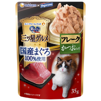 ユニ・チャームペットケア 銀のスプーン 三ツ星グルメ パウチ 国産まぐろ100%使用 フレークかつお入り 35g ﾐﾂﾎﾞｼﾊﾟｳﾁﾏｸﾞﾛﾌﾚ-ｸｶﾂｵｲﾘ35G