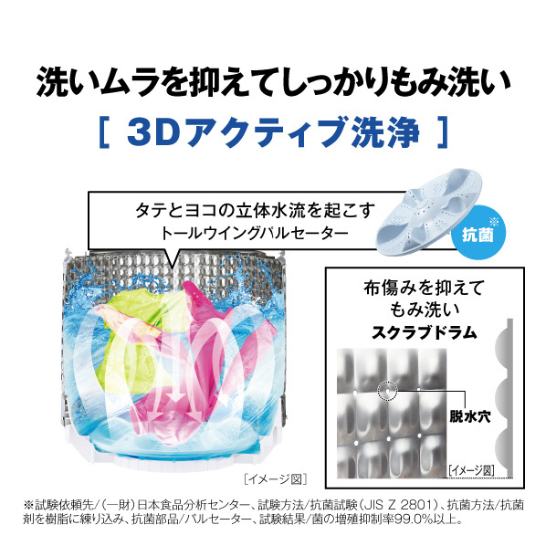 AQUA 7．0kg全自動洗濯機 ホワイト AQW-S7P(W) 3Dアクティブ洗浄