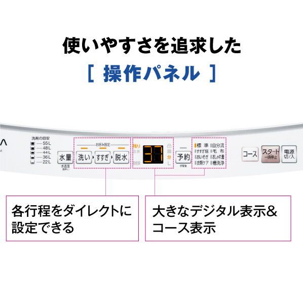 AQUA 7．0kg全自動洗濯機 ホワイト AQW-S7P(W) 3Dアクティブ洗浄