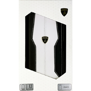 LAMBORGHINI iPhone 15用本革 手帳型ケース ホワイト LBTPUFCIP15HUD1WE-イメージ1