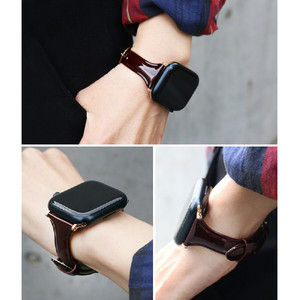 WEARPLANET Apple Watch 42/41/40/38mm用Slim Line 本革 エナメルバンド ガーネットブラウン WP23098AWBR-イメージ19