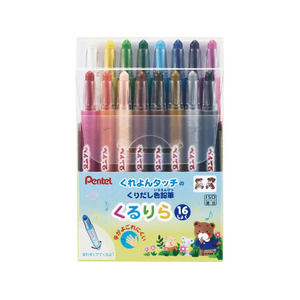 ぺんてる くりだし色鉛筆 くるりら セット 16色 FCJ661P-GTW-16-イメージ1