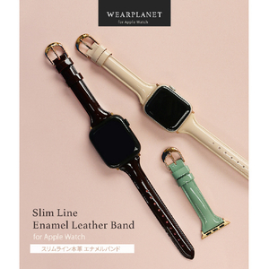 WEARPLANET Apple Watch 42/41/40/38mm用Slim Line 本革 エナメルバンド ティックルドピンク WP23100AWPK-イメージ4
