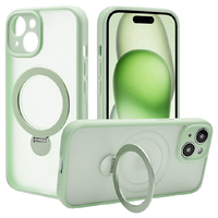ラスタバナナ iPhone 15用極限保護 ハイブリッドケース 360°回転MAGSAFEリング付き ZEROSAFE スロストグリーン 7873IP361HPMGR