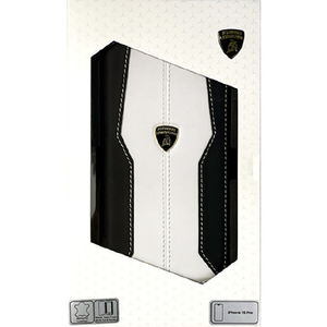 LAMBORGHINI iPhone 15 Pro用本革 手帳型ケース ホワイト LBTPUFCIP15PHUD1WE-イメージ1