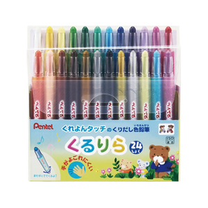 ぺんてる くりだし色鉛筆 くるりら 金色・銀色・メタリックカラー入り セット 24色 FCJ662P-GTW-24-イメージ1