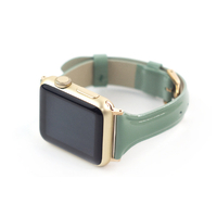 WEARPLANET Apple Watch 42/41/40/38mm用Slim Line 本革 エナメルバンド モスグリーン WP23101AWGR