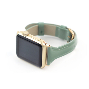 WEARPLANET Apple Watch 42/41/40/38mm用Slim Line 本革 エナメルバンド モスグリーン WP23101AWGR-イメージ1
