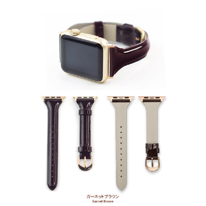 WEARPLANET Apple Watch 42/41/40/38mm用Slim Line 本革 エナメルバンド モスグリーン WP23101AWGR-イメージ18