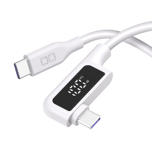 CIO ディスプレイ表示付き L字型シリコンケーブル CtoC 100W 1m ホワイト CIO-SLL-SC-CC1-WH-イメージ1