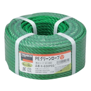トラスコ中山 PEグリーンロープ 3つ打 線径6mm×長さ30m FC442GK-5113032-イメージ1
