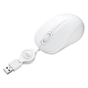 サンワサプライ 抗菌・静音有線巻取りブルーLEDマウス ホワイト MA-MBSK315W-イメージ1