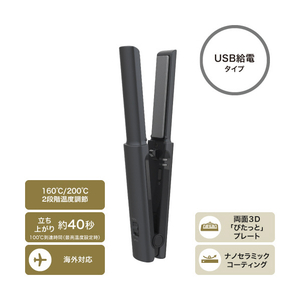 テスコム USBモバイルヘアアイロン メタリックグレー TS310AH-イメージ2