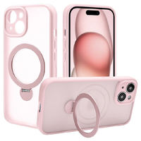 ラスタバナナ iPhone 15用極限保護 ハイブリッドケース 360°回転MAGSAFEリング付き ZEROSAFE フロストピンク 7875IP361HPMPK