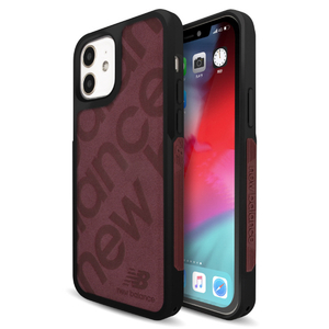 エム・ディー・シー iPhone 12/12 Pro用サイドオーナメントケース スタンプロゴスエード New Balance バーガンディー MD-74689-2-イメージ2