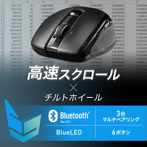 サンワサプライ Bluetooth高速スクロールマウス(チルトホイール・6ボタン) ブラック MA-BBHT616BK-イメージ11