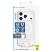 トリニティ iPhone 18 Pro用 / 17 Pro用 [LIGHT SHIELD Solid] マグネット吸着式アクセサリー対応 超精密設計 衝撃吸収 ハイブリッドクリアケース ホワイトリング TR-IP26M3-LDSM-CWT