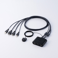エレコム ケーブル一体型パソコン切替器(HDMI(R)/フルHD60Hz/2台切替) ブラック KVM-KHUSN2