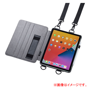 サンワサプライ iPad Air 2020用スタンド機能付きショルダーベルトケース PDA-IPAD1712BK-イメージ1