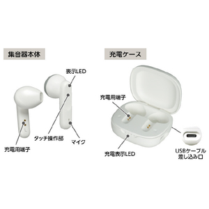 エルパ 充電式イヤリスチャージ 両耳インナーイヤータイプ ホワイト AS-E003-イメージ12