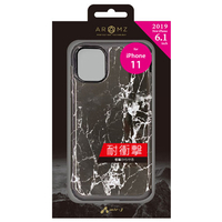 エアージェイ iPhone 11用耐衝撃スリム背面ケース ブラックマーブル AC-P19M-GA BKM