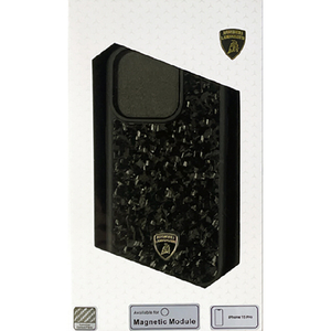 LAMBORGHINI iPhone 15 Pro用カーボンファイバー 背面ケース ブラック×ゴールド LBTPUPCMIP15PHUD14GD-イメージ1