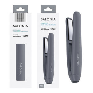 SALONIA コードレス ストレートヘアアイロン 12mm グレー KSAL25119-GR-イメージ1