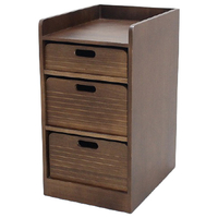 オスマック 天然木桐材の軽量トレイワゴンW30 3段 ブラウン TRW-304056BR