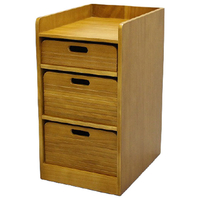 オスマック 天然木桐材の軽量トレイワゴンW30 3段 ライトブラウン TRW-304056LB