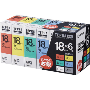 キングジム PROテープカートリッジ ベーシックパック(18mm幅/黒文字) SC186T-イメージ1