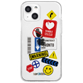 Dparks iPhone 13 mini用ソフトクリアケース TAG STICKER Warning DS21110I13MN