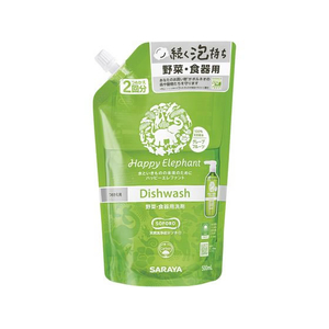 サラヤ ハッピーエレファント 野菜・食器用洗剤グレープフルーツ詰替500mL FCT9640-イメージ1