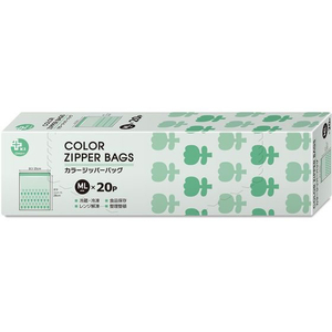 オルディ プラスプラスカラーデザインジッパーバッグ ML グリーン 20枚入 FCD450G-PP-CDZMLG02-20-イメージ1