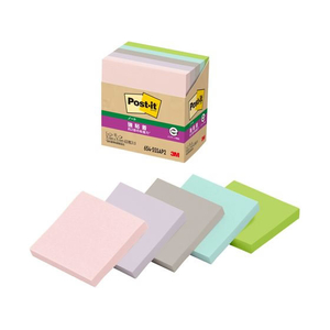 3M ポスト・イット ノート 再生紙 強粘着 75×75mm 5色 5冊 FCE017W-654-5SSAP2-イメージ1