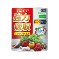 カミ商事 エルモア強力吸収キッチンタオル 50カット 4ロール FC718TG