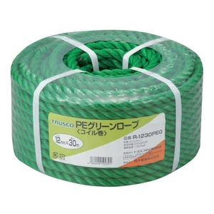 トラスコ中山 TRUSCO PEグリーンロープ 3つ打 線径12mm×長さ30m FC761GU-5113075-イメージ1